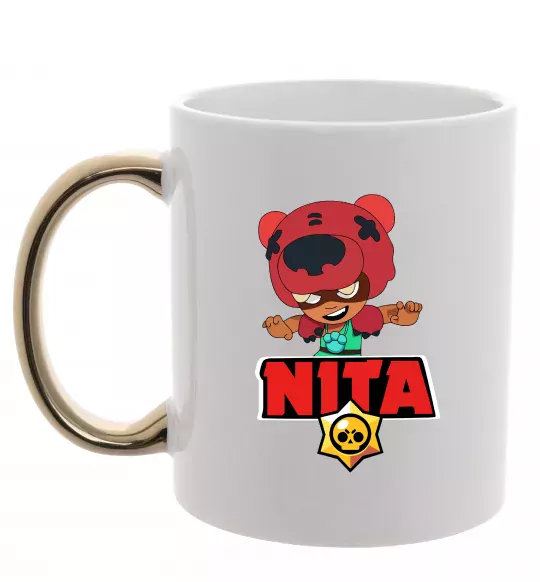 Чашка с цветной ручкой Brawl Stars Nita Золото фото