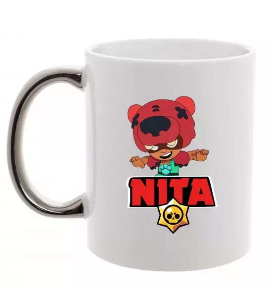 Чашка с цветной ручкой Brawl Stars Nita Серебро фото