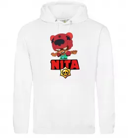 Мужская толстовка (худи) Brawl Stars Nita Белый фото