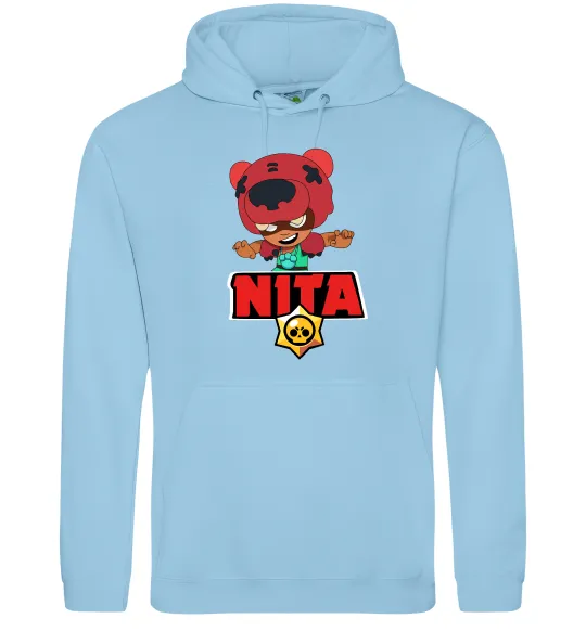 Мужская толстовка (худи) Brawl Stars Nita Голубой фото