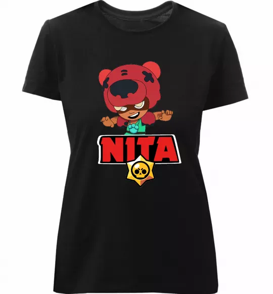 Женская премиум футболка Brawl Stars Nita Черный фото