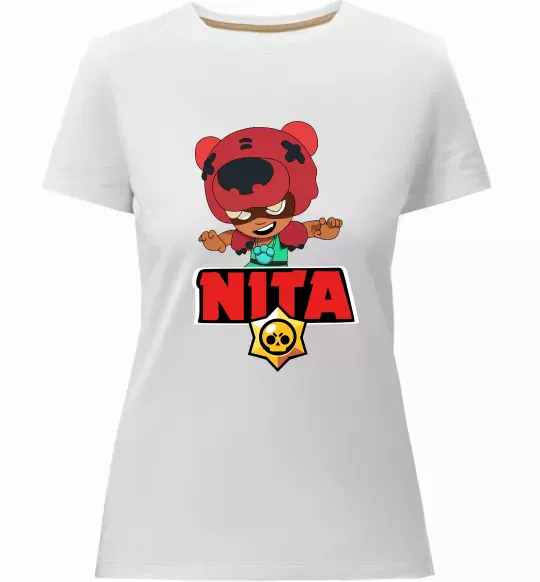Женская премиум футболка Brawl Stars Nita Белый фото