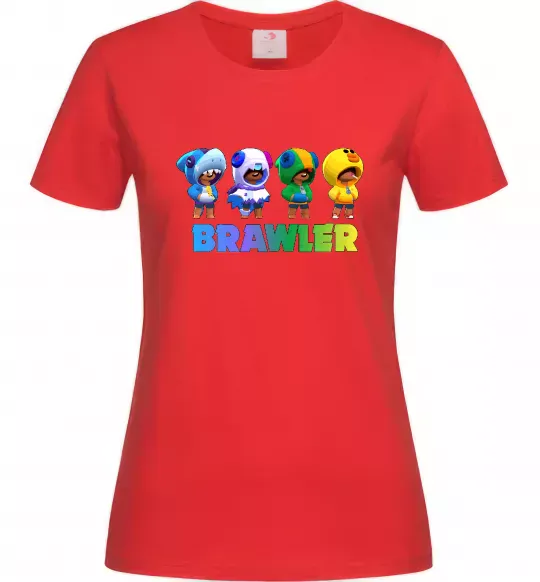 Женская футболка Brawl Stars Leon skin Красный фото