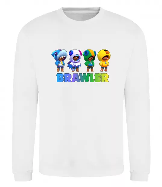 Світшот Brawl Stars Leon skin Білий фото