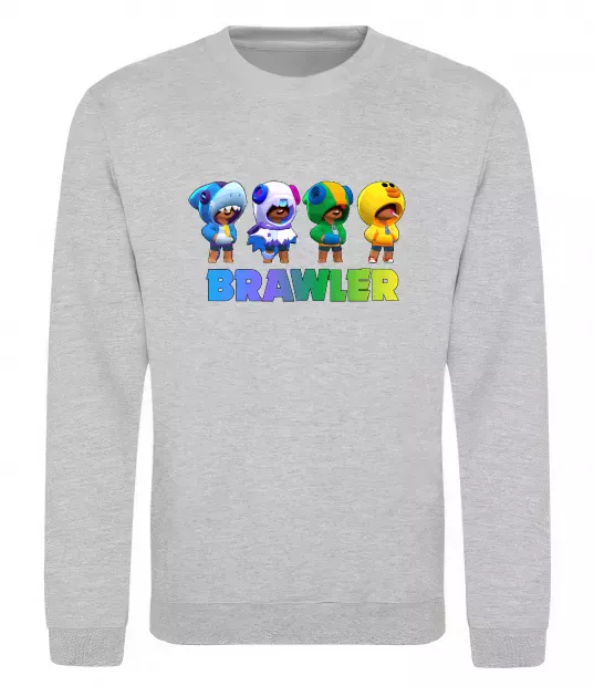 Світшот Brawl Stars Leon skin Сірий меланж фото