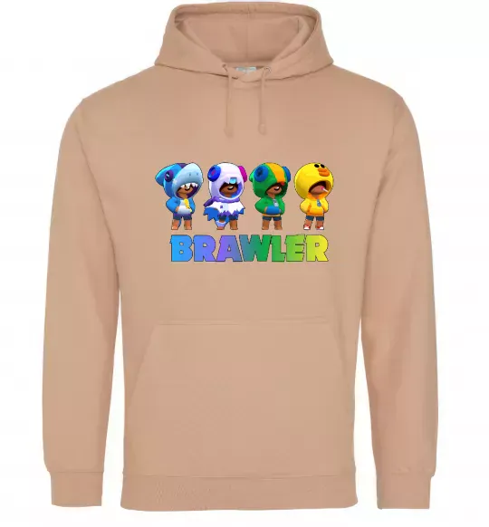 Мужская толстовка (худи) Brawl Stars Leon skin Песочный фото
