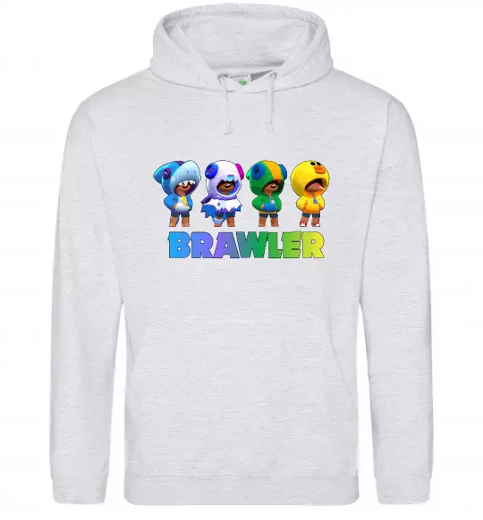 Женская толстовка (худи) Brawl Stars Leon skin Серый меланж фото