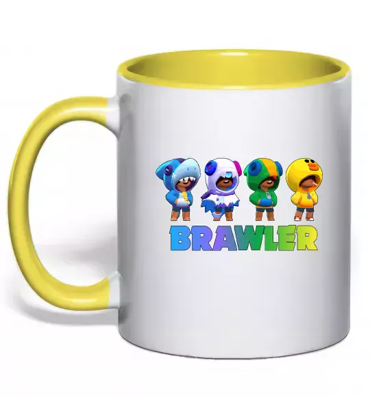 Чашка з кольоровою ручкою Brawl Stars Leon skin Сонячно жовтий фото