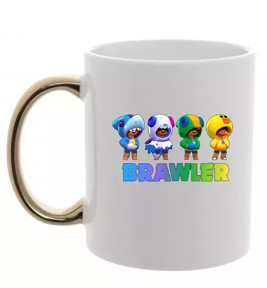 Чашка з кольоровою ручкою Brawl Stars Leon skin Золото фото