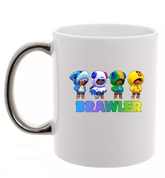 Чашка з кольоровою ручкою Brawl Stars Leon skin Срібло фото