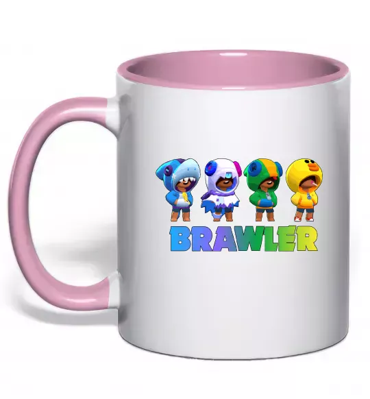 Чашка з кольоровою ручкою Brawl Stars Leon skin Ніжно рожевий фото