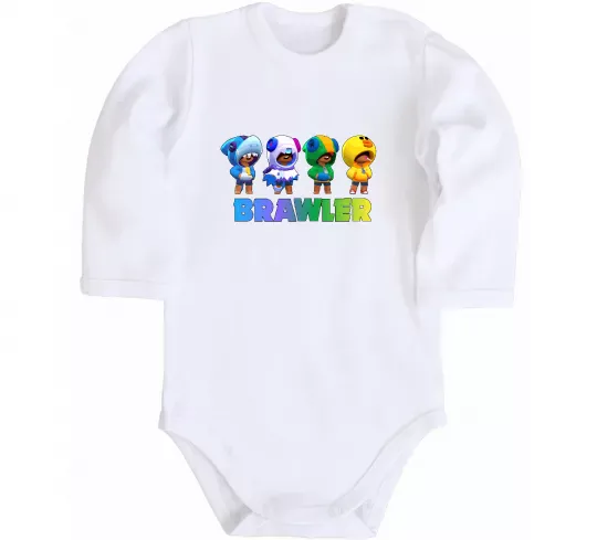 Дитячий бодік Brawl Stars Leon skin Білий фото