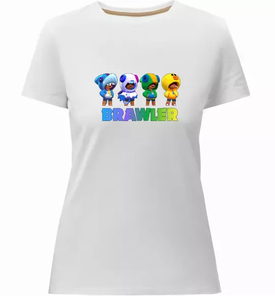 Женская премиум футболка Brawl Stars Leon skin Белый фото