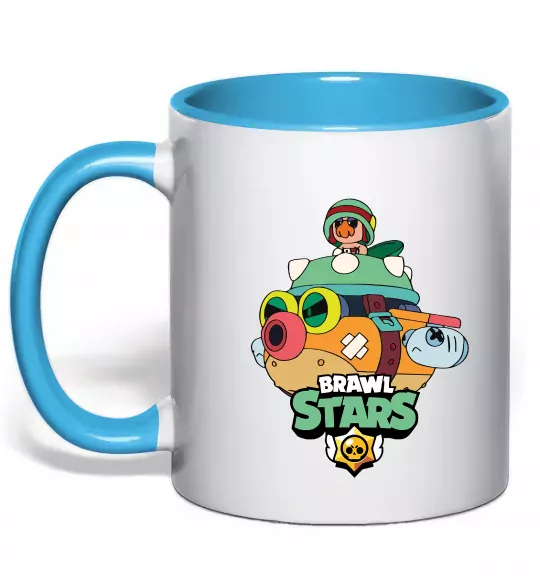 Чашка с цветной ручкой Brawl Stars Hank Голубой фото