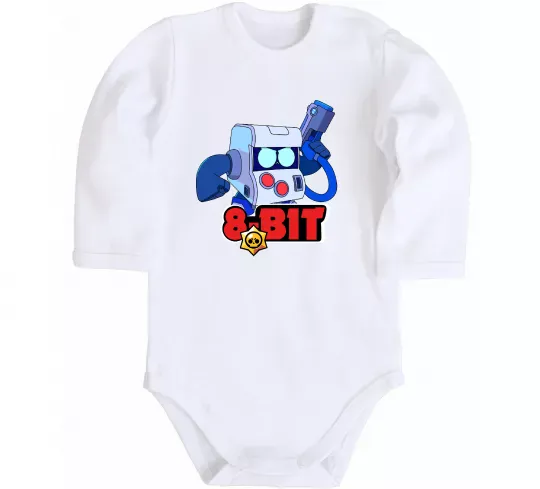 Дитячий бодік Brawl Stars 8 bit Білий фото