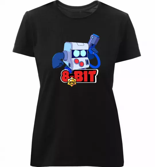 Женская премиум футболка Brawl Stars 8 bit Черный фото