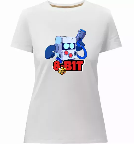Женская премиум футболка Brawl Stars 8 bit Белый фото