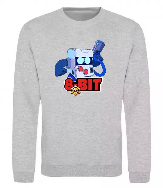 Свитшот Brawl Stars 8 bit Серый меланж фото
