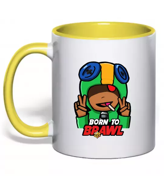 Чашка с цветной ручкой Born to Brawl Leon Солнечно желтый фото