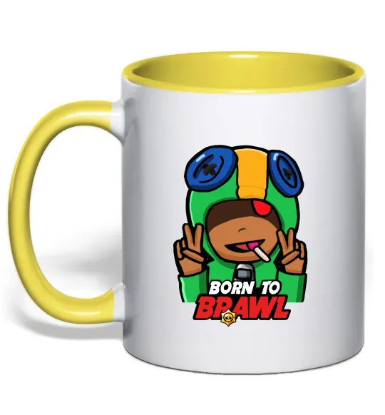 Чашка с цветной ручкой Born to Brawl Leon Лимонный фото