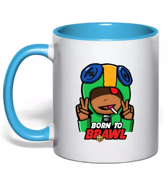 Чашка с цветной ручкой Born to Brawl Leon Голубой фото