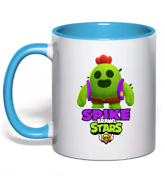 Чашка с цветной ручкой Спайк Голубой фото