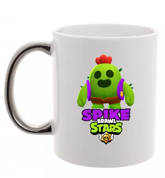 Чашка с цветной ручкой Спайк Серебро фото