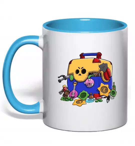 Чашка з кольоровою ручкою Brawl Stars скриня Блакитний фото