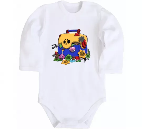 Детский боди Brawl Stars скриня Белый фото