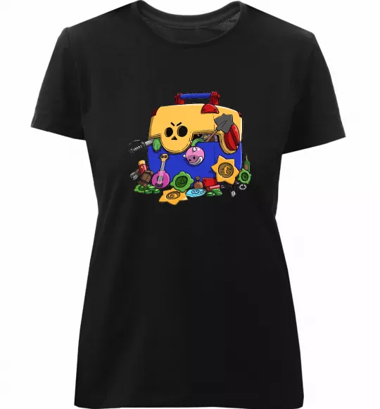 Женская премиум футболка Brawl Stars скриня Черный фото