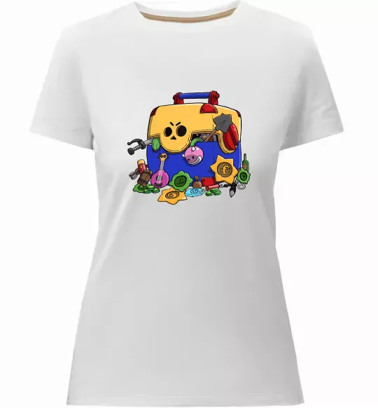 Женская премиум футболка Brawl Stars скриня Белый фото