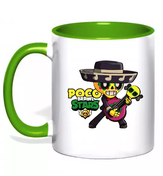 Чашка с цветной ручкой Brawl Stars Поко Зеленый фото