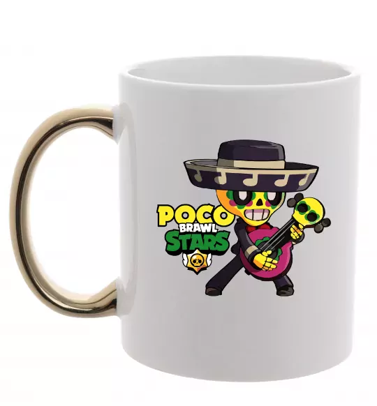 Чашка с цветной ручкой Brawl Stars Поко Золото фото