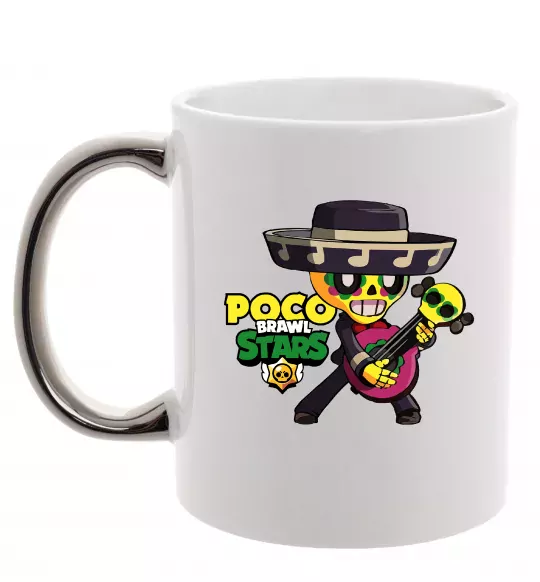 Чашка с цветной ручкой Brawl Stars Поко Серебро фото