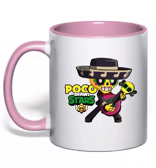 Чашка с цветной ручкой Brawl Stars Поко Нежно розовый фото