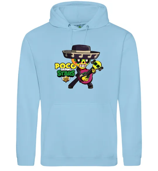 Мужская толстовка (худи) Brawl Stars Поко Голубой фото