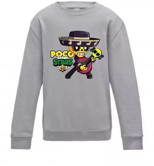 Детский Свитшот Brawl Stars Поко Серый меланж фото