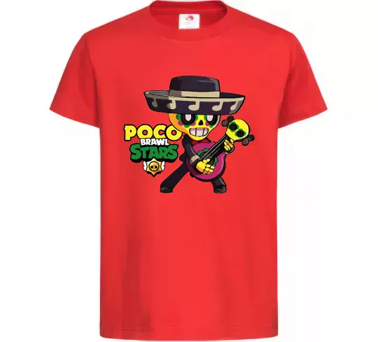 Детская футболка Brawl Stars Поко Красный фото