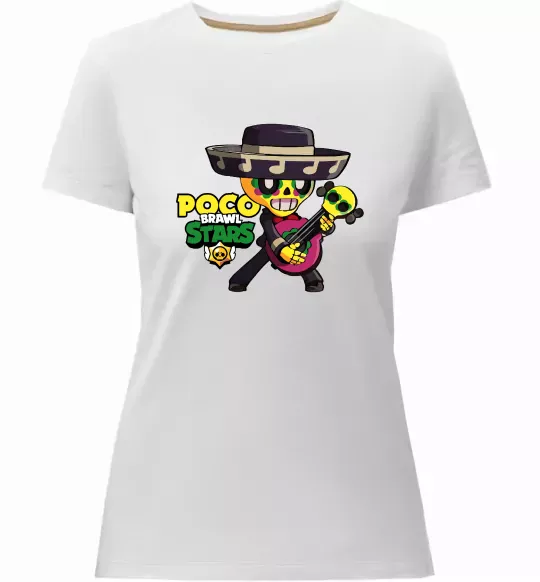 Жіноча преміум футболка Brawl Stars Поко Білий фото