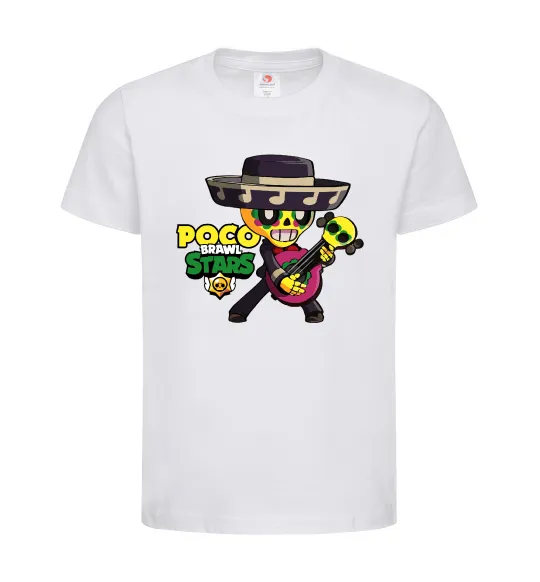 Детская футболка Brawl Stars Поко Белый фото
