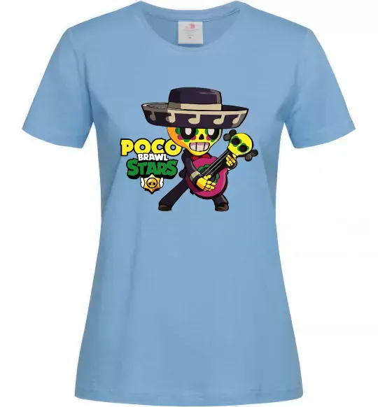 Женская футболка Brawl Stars Поко Голубой фото