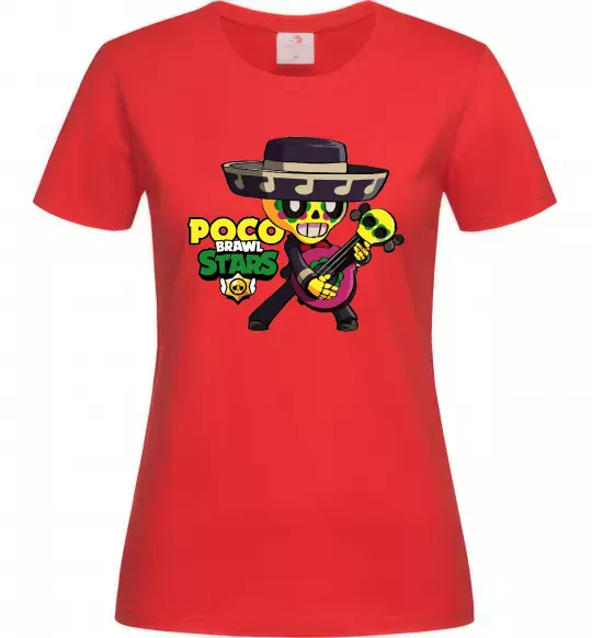Женская футболка Brawl Stars Поко Красный фото