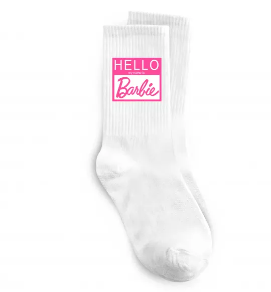 Шкарпетки Hello my name is Barbie Білий фото