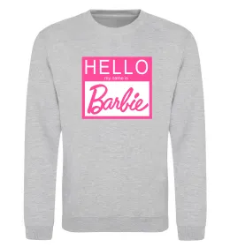 Світшот Hello my name is Barbie Сірий меланж фото