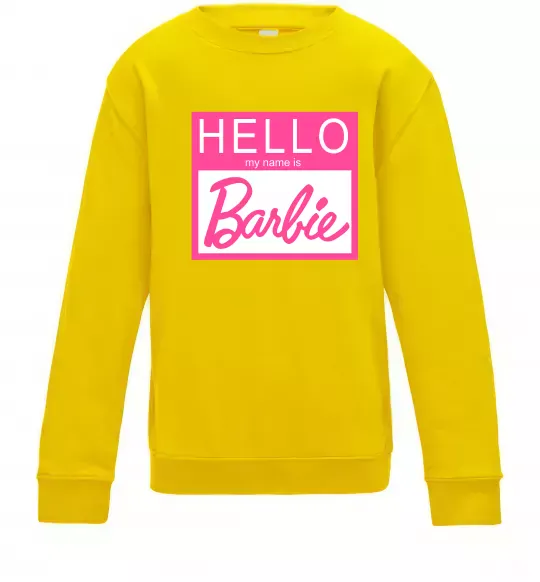 Детский Свитшот Hello my name is Barbie Солнечно желтый фото