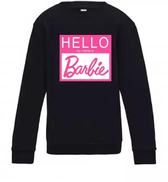 Детский Свитшот Hello my name is Barbie Черный фото