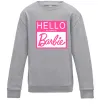 Детский Свитшот Hello my name is Barbie Серый меланж фото