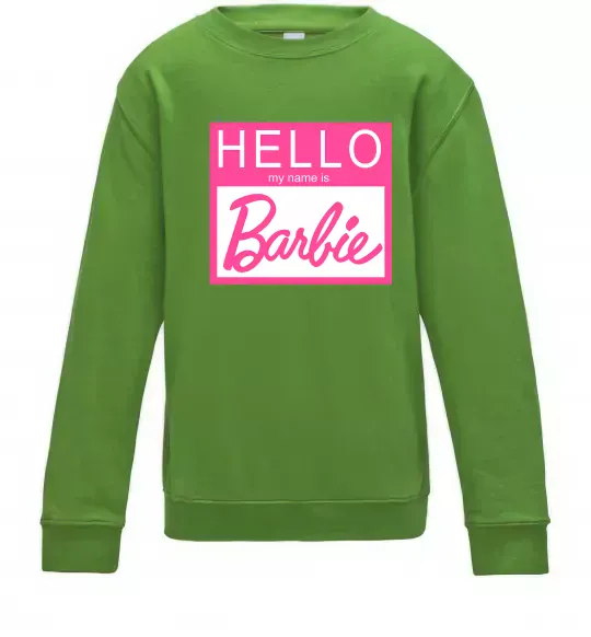 Детский Свитшот Hello my name is Barbie Лаймовый фото