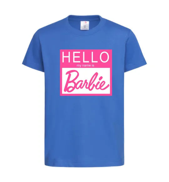 Дитяча футболка Hello my name is Barbie Яскраво-синій фото