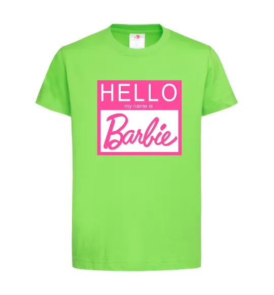 Дитяча футболка Hello my name is Barbie Лаймовий фото